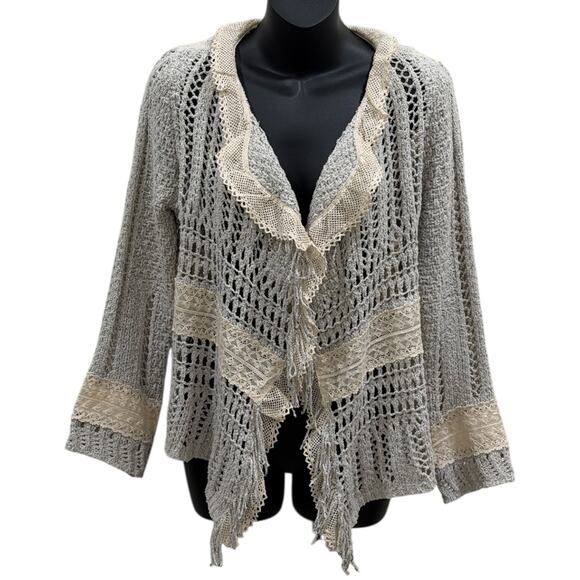 Anthropologie Knitted & Knotted Salt & Pepper Open
Knit Cardigan - Picture 7 of 9
